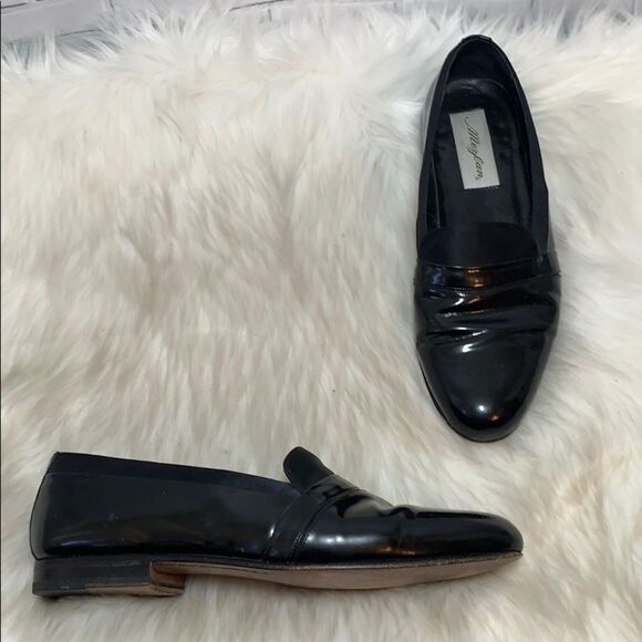 Mezlan Mirage Tuxedo Black Patent Loafers Sz 9